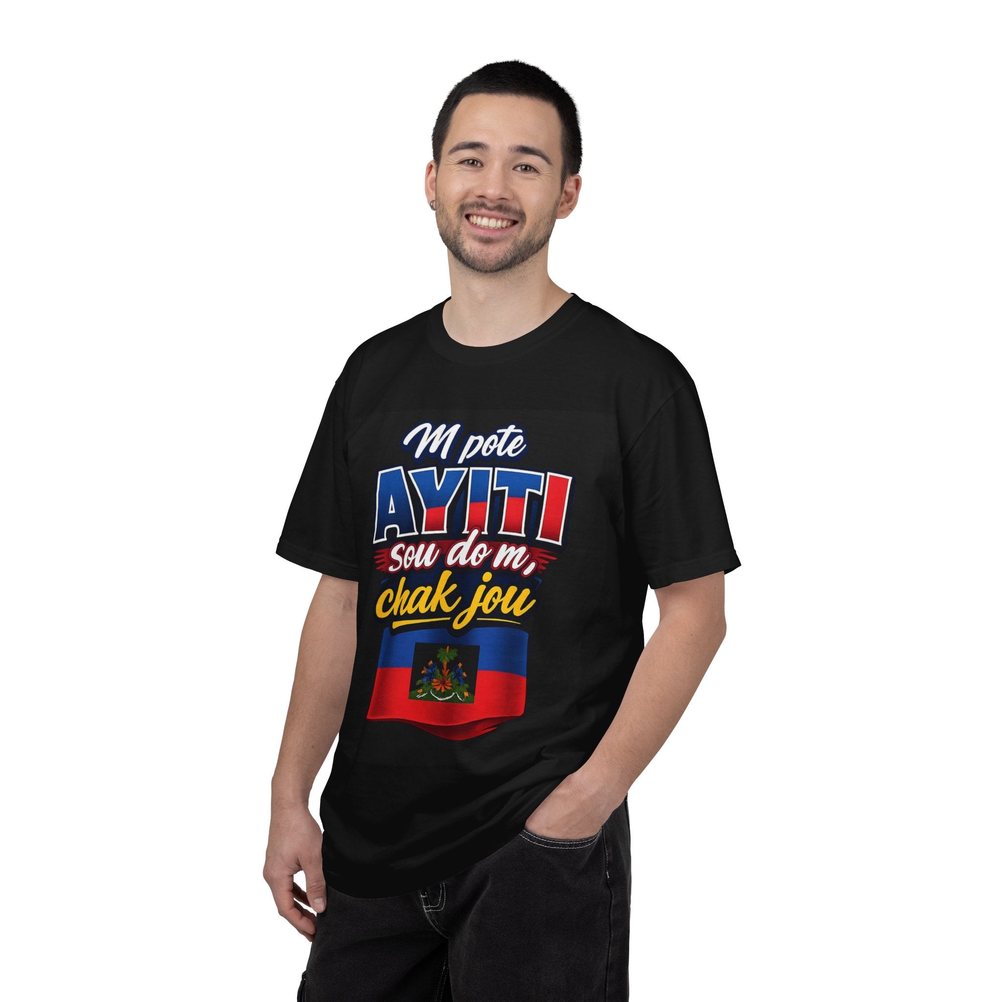 Ayiti Sou Do M T-Shirt — Haitian Pride Flag Tee ("M pote AYITI sou do m, chak jou")